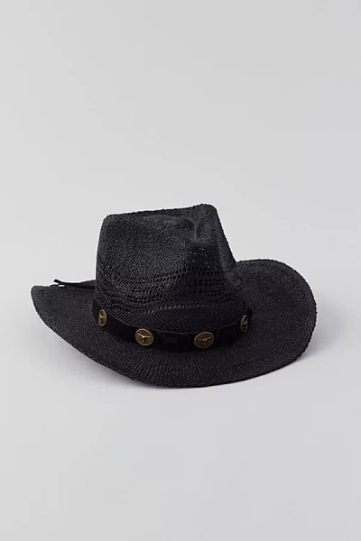 Urban Outfitters Ryder Straw Cowboy Hat In Black, Women's At