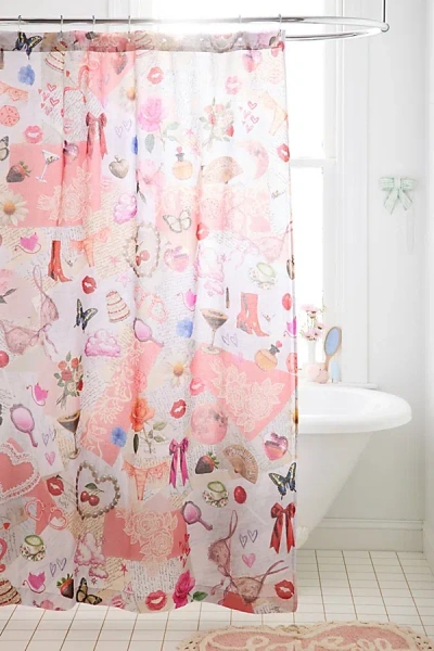 Urban Outfitters Sabrina Collage Patterned Shower Curtain In Assorted At  In Pink