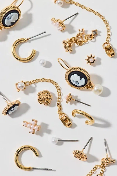 Urban Outfitters Sabrina Pearl Cameo Multi Earring Set In Gold, Women's At