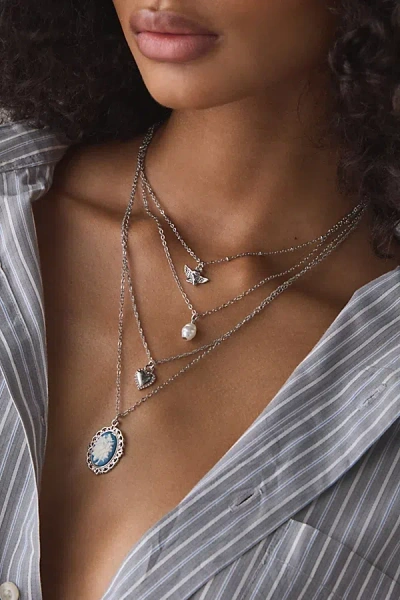 Urban Outfitters Sabrina Pendant Layered Necklace In Silver, Women's At  In Metallic