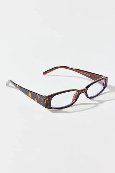 Urban Outfitters Sabrina Plastic Slim Blue Light Glasses In Brown, Women's At