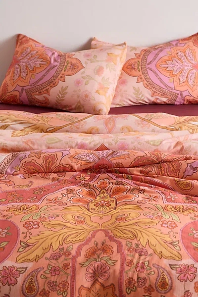 Urban Outfitters Saffron Paisley Floral Duvet Cover In Peach At  In Orange