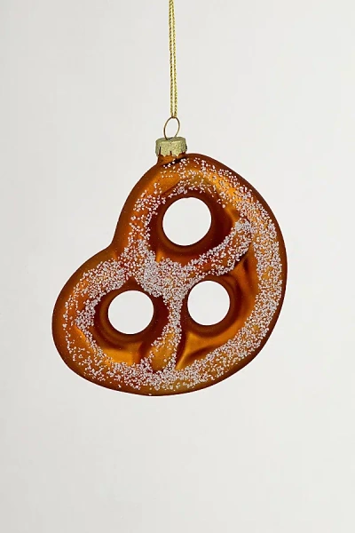Urban Outfitters Salted Soft Pretzel Glass Ornament In Bronze At
