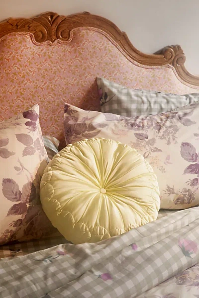 Urban Outfitters Samantha Silky Satin Round Throw Pillow In Citron At  In Yellow