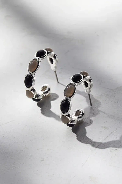 Urban Outfitters Samia Stone Hoop Earring In Silver/black, Women's At  In Multi