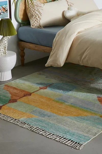 Urban Outfitters Sandra Printed Chenille Rug In Green At