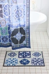 Urban Outfitters Santorini Tile Plush Tufted Bath Mat In Blue At