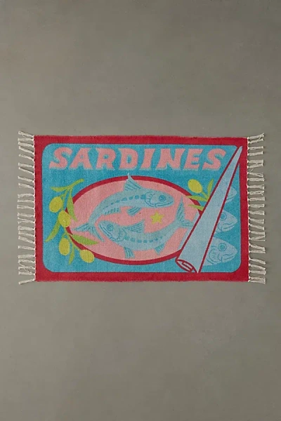 Urban Outfitters Sardine Tin Screen Printed Rug In Blue At