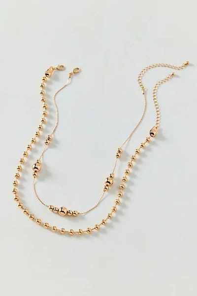 Urban Outfitters Sasha Metal Ball Bead Layering Necklace Set In Gold, Women's At
