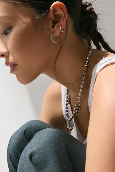 Urban Outfitters Sasha Metal Ball Bead Layering Necklace Set In Silver, Women's At