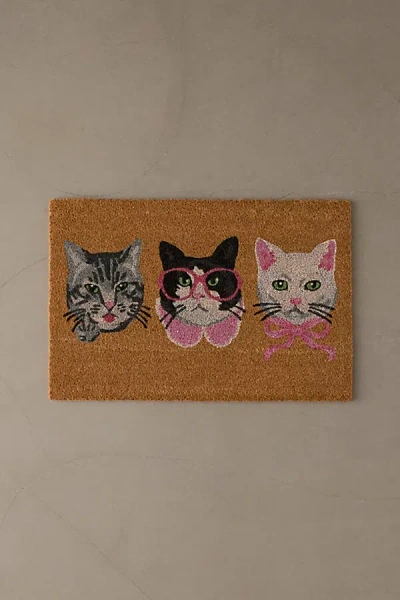 Urban Outfitters Sassy Cat Coir Doormat In Pink At  In Multi
