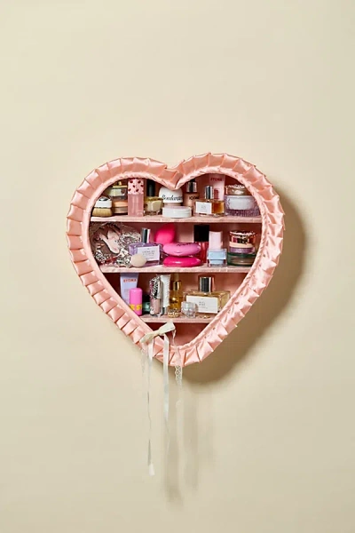 URBAN OUTFITTERS SATIN RUFFLE HEART SHAPE WALL SHELF IN PINK AT URBAN OUTFITTERS 