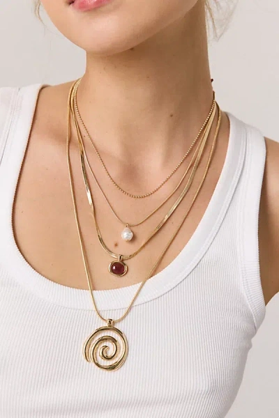 Urban Outfitters Saturn Swirl Layering Necklace Set In Gold, Women's At