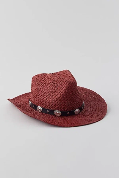 Urban Outfitters Sawyer Straw Cowboy Hat In Red, Women's At