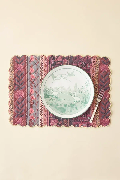 Urban Outfitters Scalloped Printed Quilted Placemat In Ruby At  In Pink