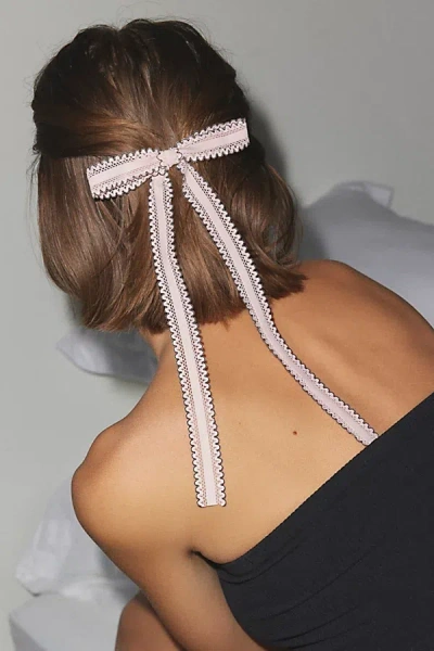 Urban Outfitters Scalloped Ribbon Hair Bow Barrette Set In Pink, Women's At