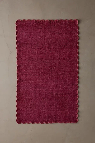 Urban Outfitters Scalloped Shag Rug In Deep Mauve At  In Multi