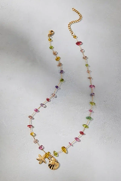 Urban Outfitters Sea Glass Charm Necklace In Gold, Women's At