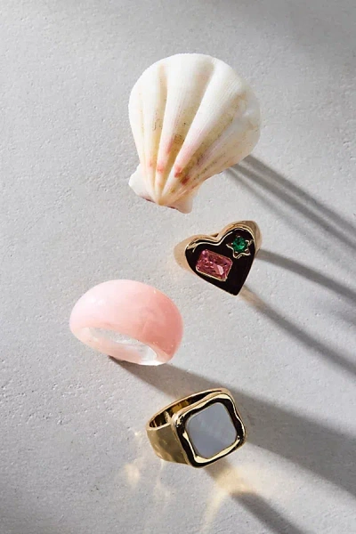 Urban Outfitters Seashell Love Mix & Match Rings Set In Gold, Women's At  In Pink