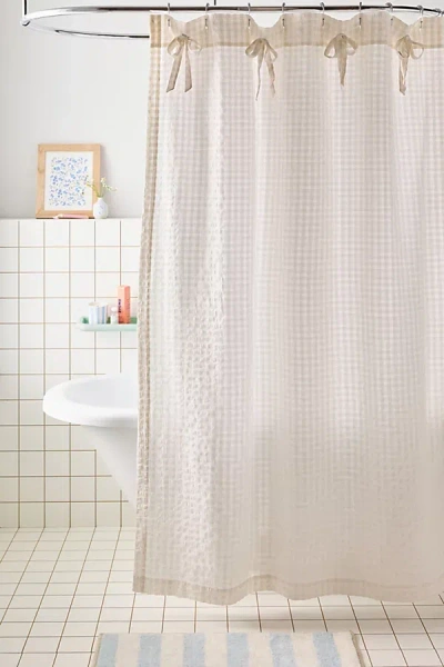 Urban Outfitters Seersucker Knotted Shower Curtain In White At  In Neutral