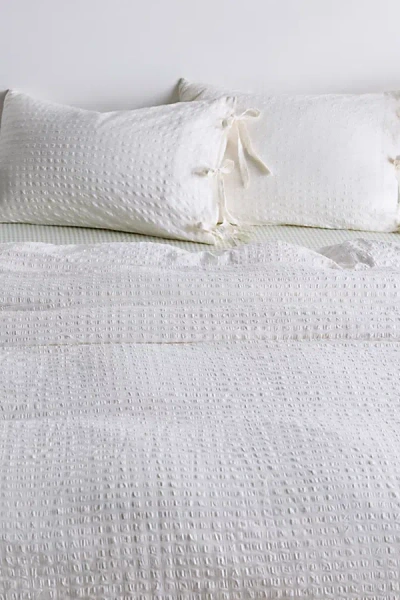 Urban Outfitters Seersucker Tied Trim Cotton Duvet Cover In White At