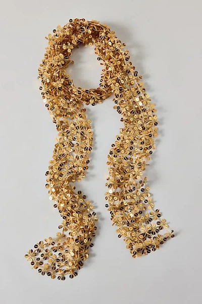 Urban Outfitters Sequin Net Skinny Wrap Scarf In Gold, Women's At