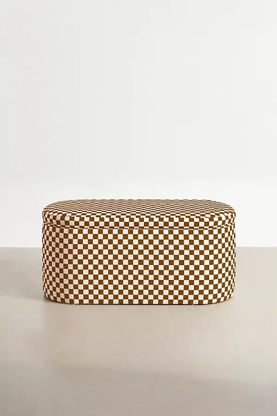 Urban Outfitters Shae Checkered Pattern Storage Bench In Burnt Orange At