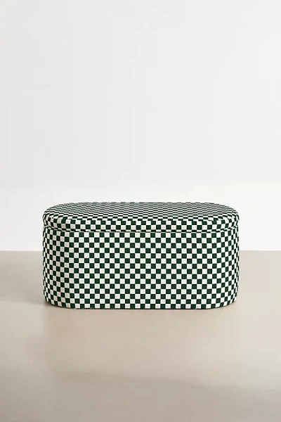 Urban Outfitters Shae Checkered Pattern Storage Bench In Dark Green At