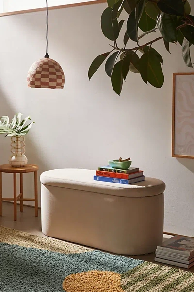 Urban Outfitters Shae Velvet Storage Bench In Ivory At