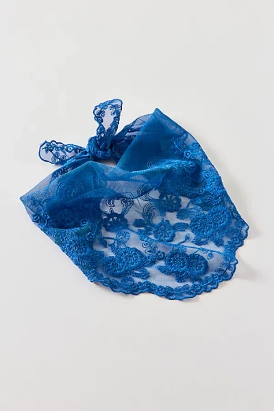Urban Outfitters Sheer Floral Lace Headscarf In Blue, Women's At