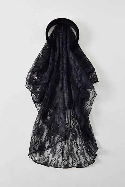 Urban Outfitters Sheer Lace Veil Headband In Black, Women's At