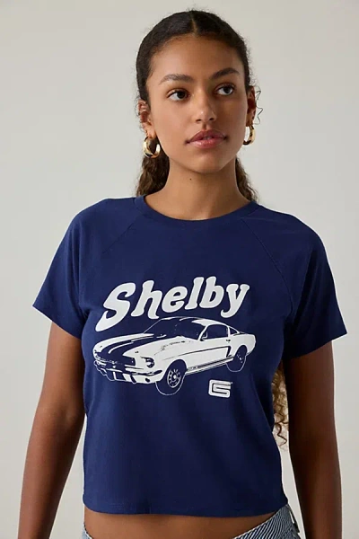 Urban Outfitters Shelby Car Stars Graphic Raglan Baby Tee In Navy, Women's At  In Blue