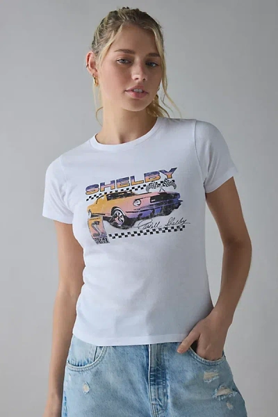 Urban Outfitters Shelby Race Car Checkerboard Graphic Baby Tee In White, Women's At
