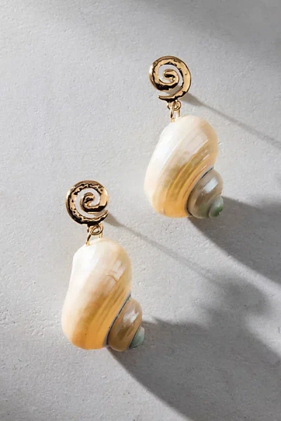 Urban Outfitters Shell Post Drop Earrings In Gold, Women's At  In Transparent