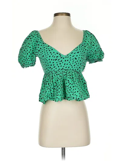 Pre-owned Urban Outfitters Short Sleeve Blouse In Green