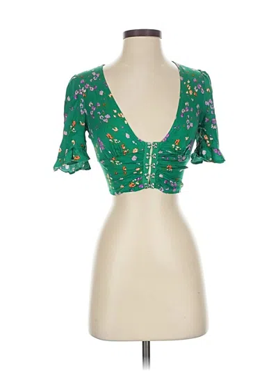 Pre-owned Urban Outfitters Short Sleeve Blouse In Green
