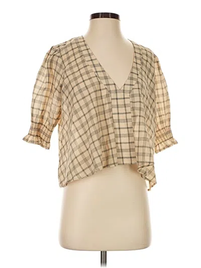 Pre-owned Urban Outfitters Short Sleeve Blouse In Tan