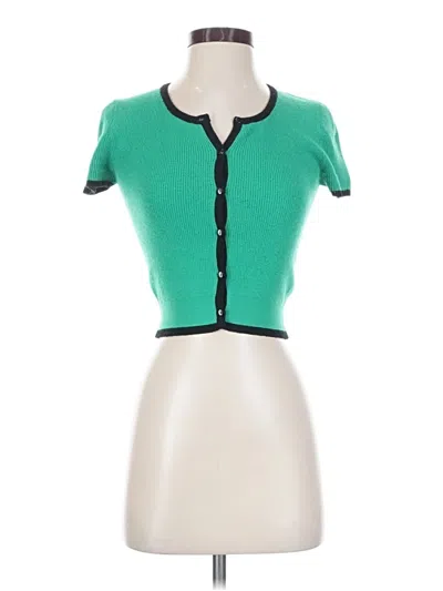 Pre-owned Urban Outfitters Short Sleeve Top Green Sweetheart Neckline Tops