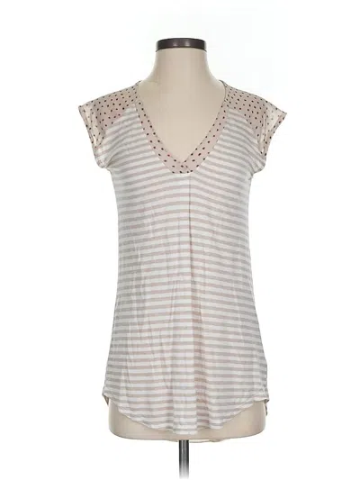 Pre-owned Urban Outfitters Short Sleeve Top Ivory V Neck Tops In White