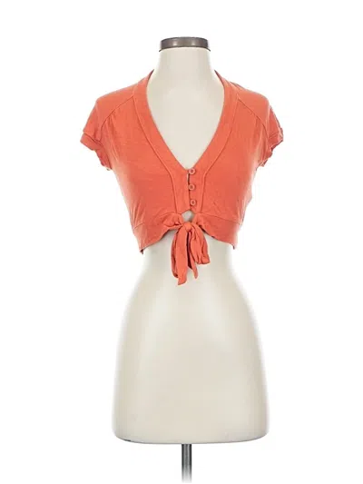 Pre-owned Urban Outfitters Short Sleeve Top Orange Plunge Neckline Tops