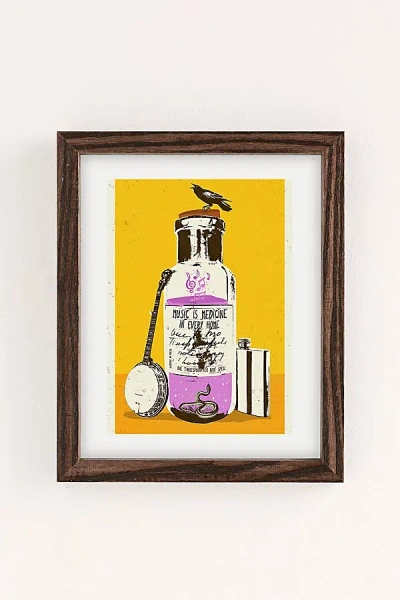 Urban Outfitters Showdeer Music Is Medicine Art Print In Walnut Wood Frame At  In Brown