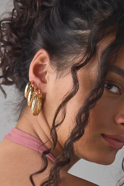 Urban Outfitters Siena Metal Hoop Earring Set In Gold, Women's At