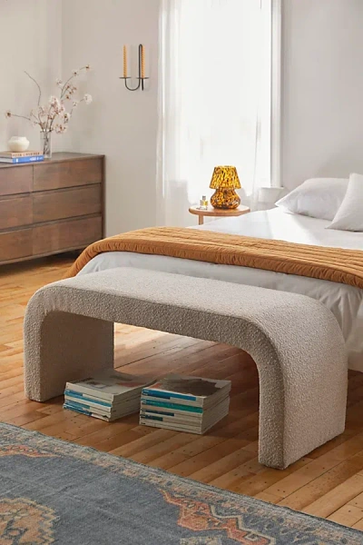 Urban Outfitters Sienna Curving Boucle Bench In Ivory At