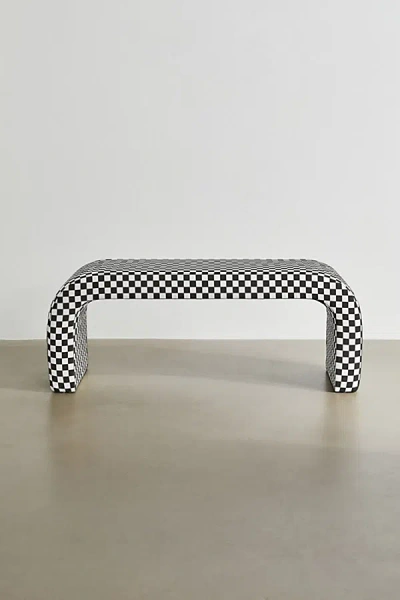 Urban Outfitters Sienna Curving Checkered Pattern Bench In Black/white At