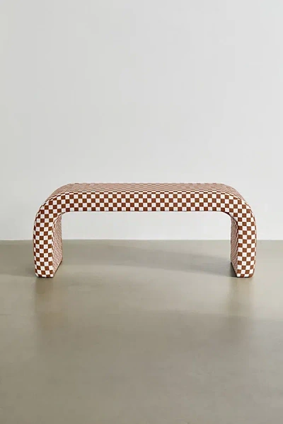 Urban Outfitters Sienna Curving Checkered Pattern Bench In Burnt Orange At