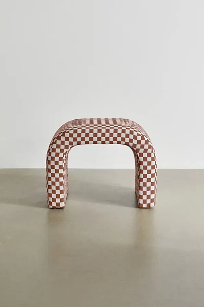 Urban Outfitters Sienna Curving Checkered Pattern Stool In Burnt Orange At