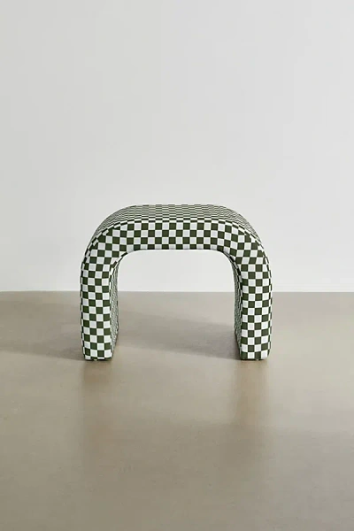 Urban Outfitters Sienna Curving Checkered Pattern Stool In Dark Green At