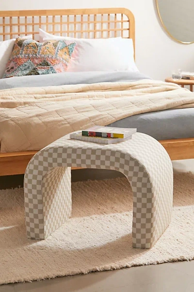 Urban Outfitters Sienna Curving Checkered Pattern Stool In Taupe At
