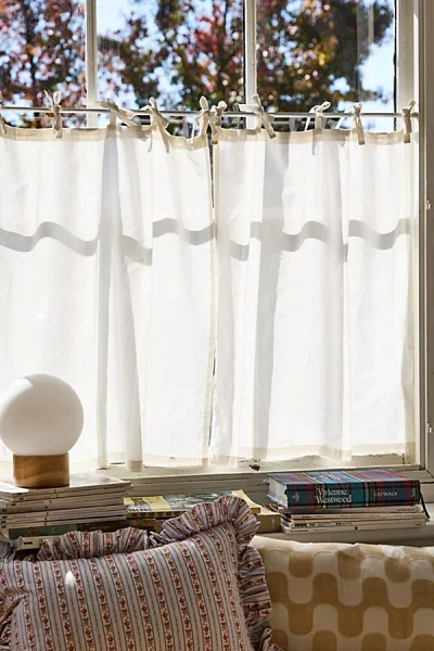 Urban Outfitters Skinny Tie Top Solid Café Curtain Set In Optic White At  In Neutral