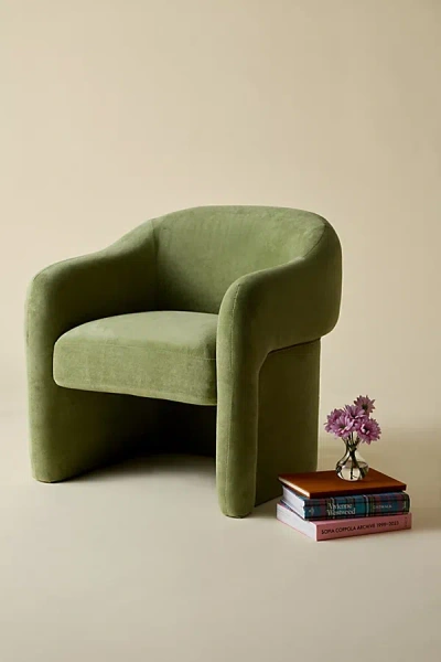 Urban Outfitters Skye Curving Upholstered Arm Chair In Green At